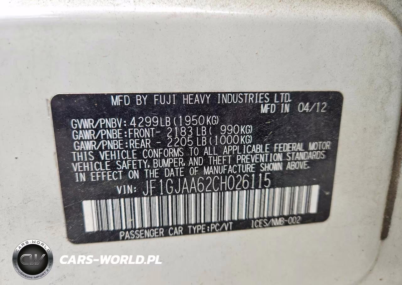 2012 Subaru Impreza VIN:JF1GJAA62CH026115 - 13
