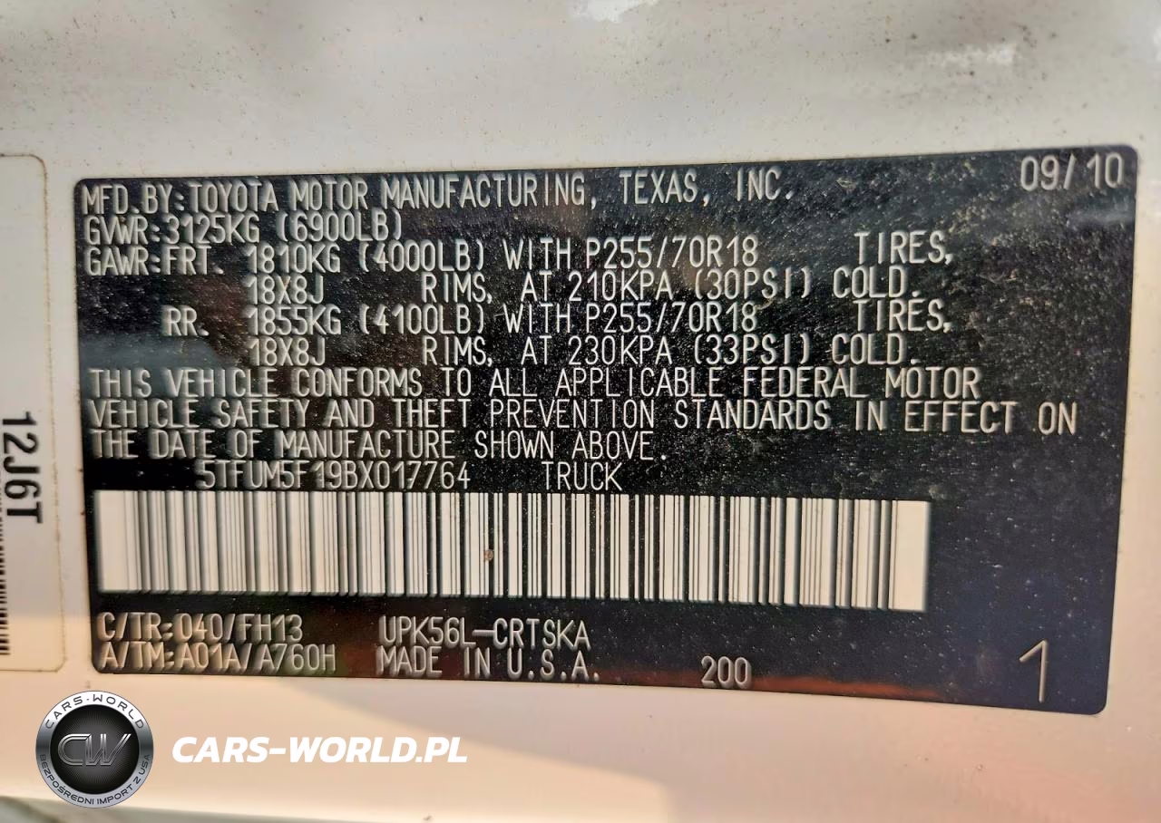 2011 Toyota Tundra Double Cab Sr5 VIN:5TFUM5F19BX017764 - 12