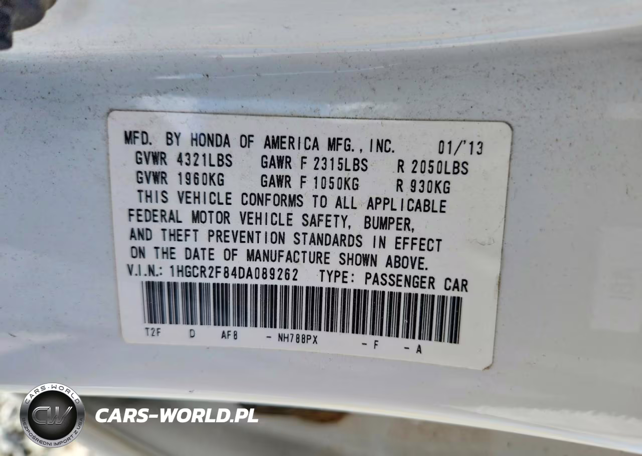 2013 Honda Accord Exl VIN:1HGCR2F84DA089262 - 12