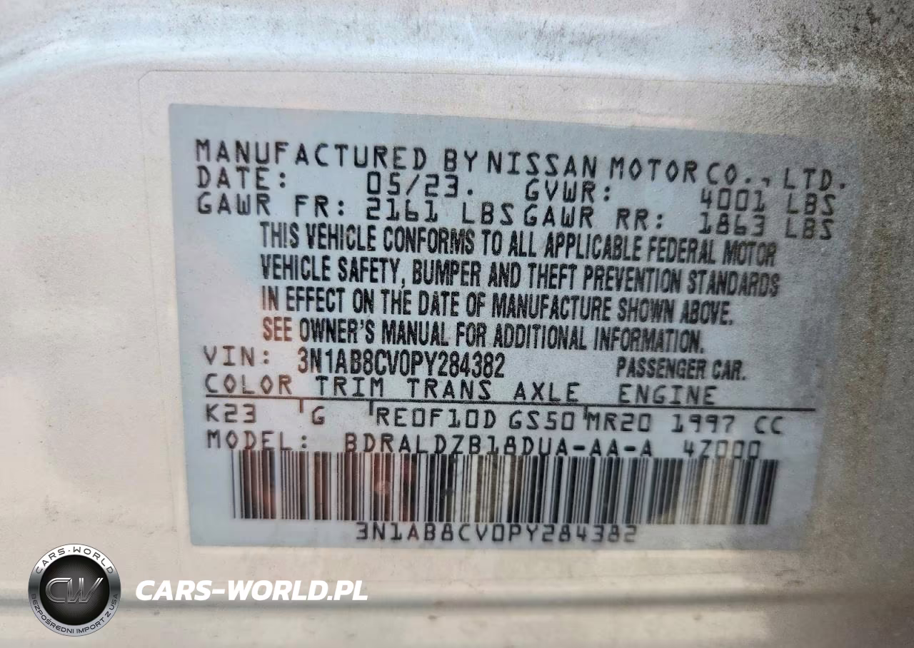 2023 Nissan Sentra Sv VIN:3N1AB8CV0PY284382 - 12