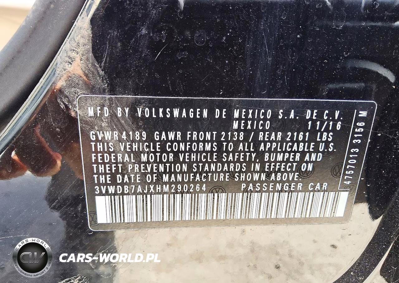 2017 Volkswagen Jetta Se VIN:3VWDB7AJXHM290264 - 12