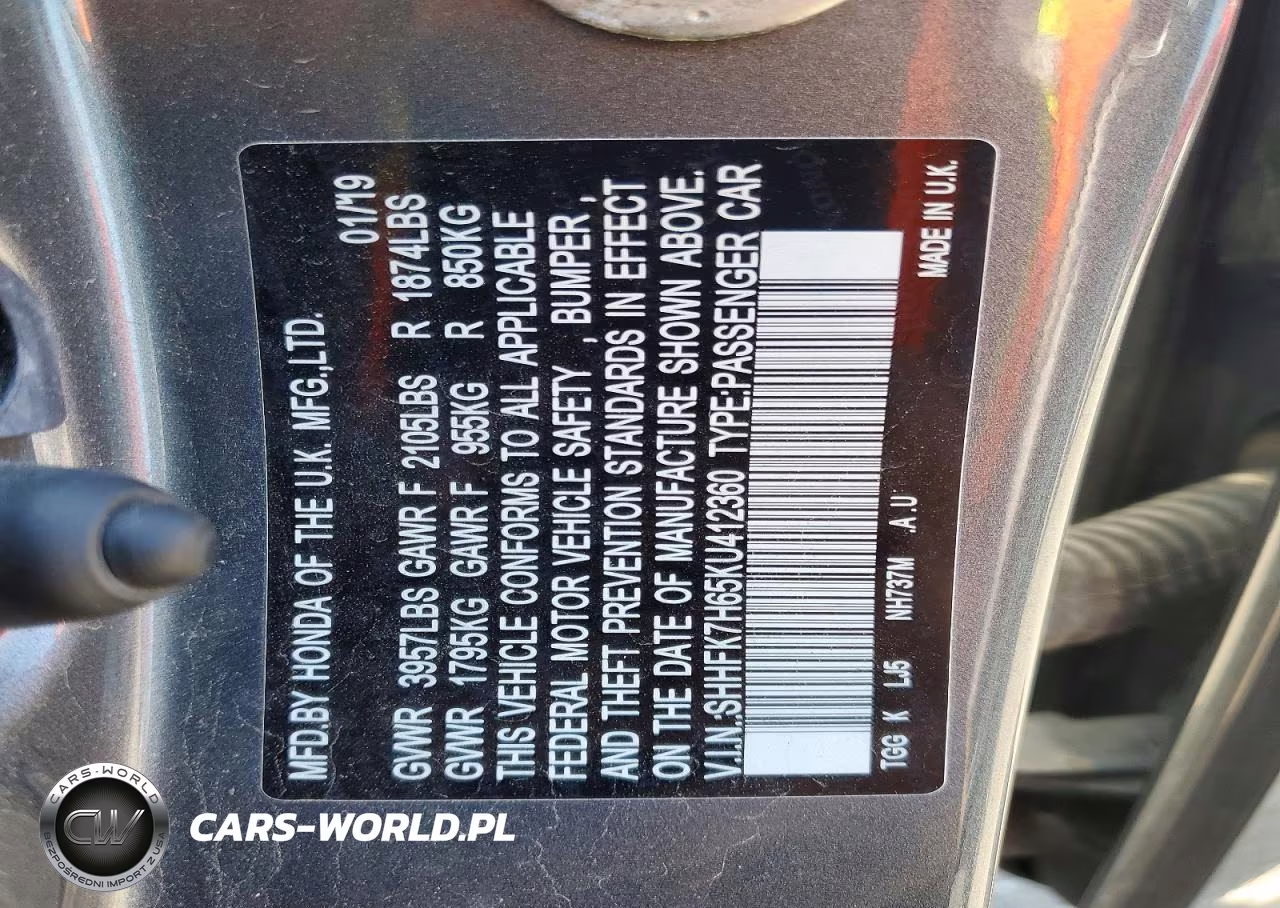 2019 Honda Civic Ex VIN:SHHFK7H65KU412360 - 13
