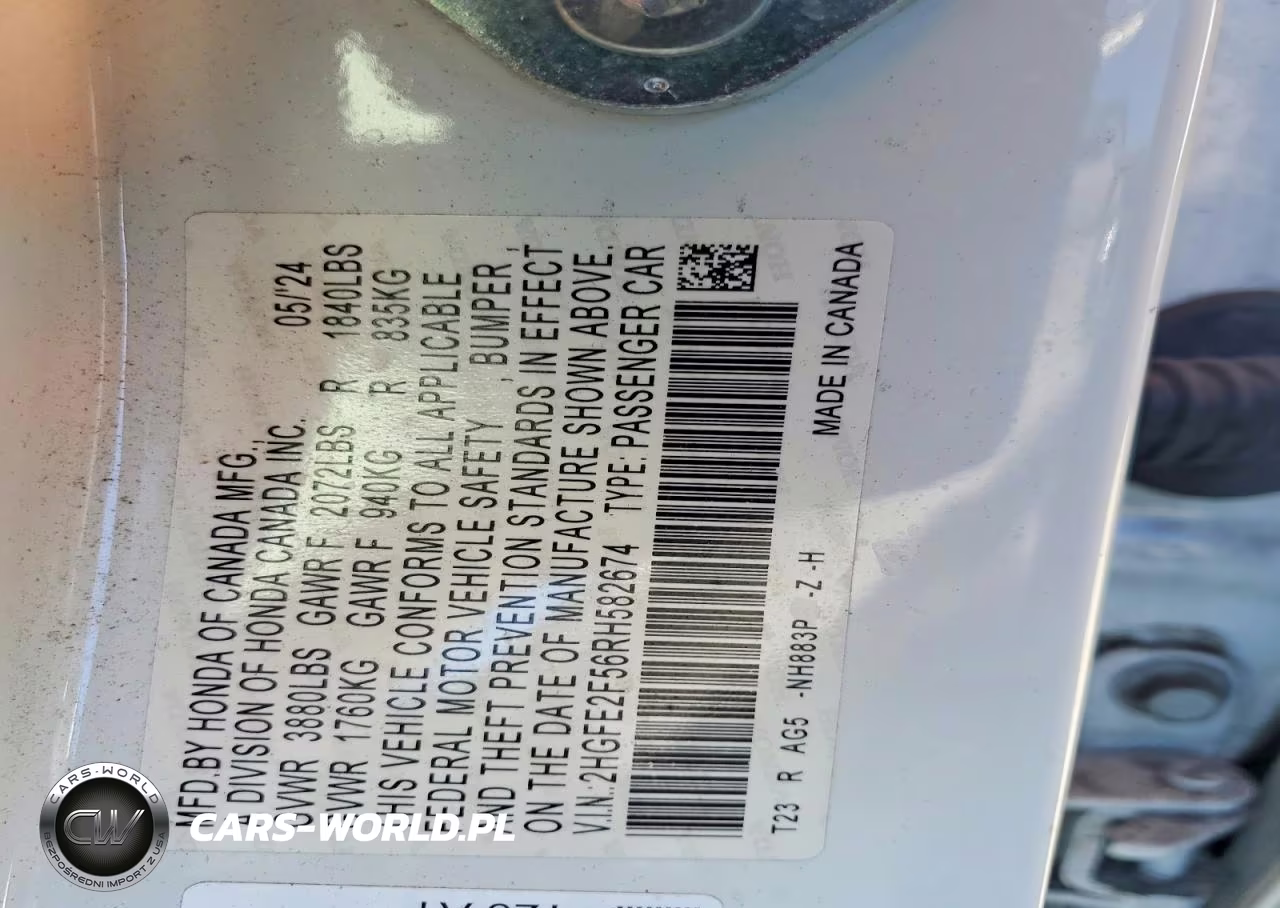 2024 Honda Civic Sport VIN:2HGFE2F56RH582674 - 13