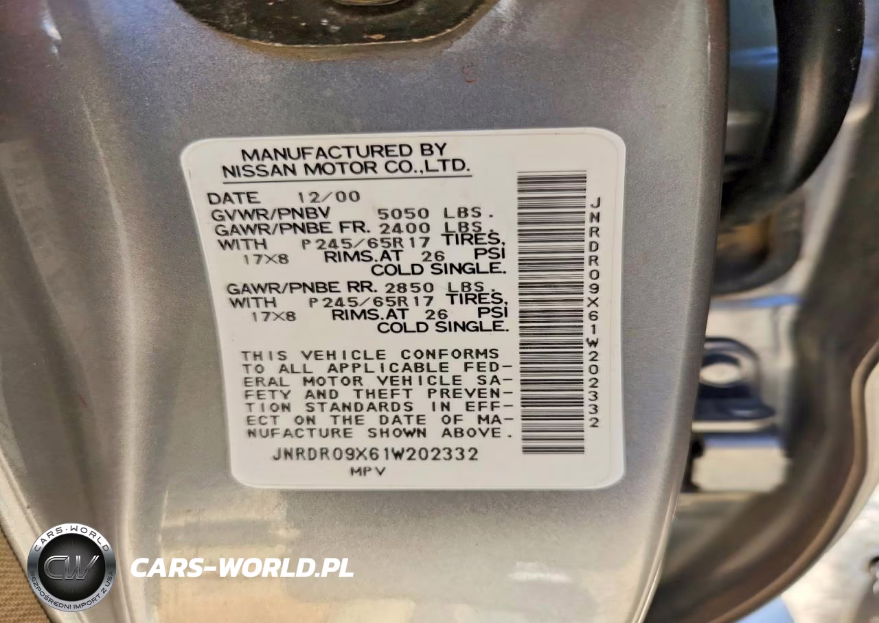 2001 Infiniti Qx4 Base VIN:JNRDR09X61W202332 - 12