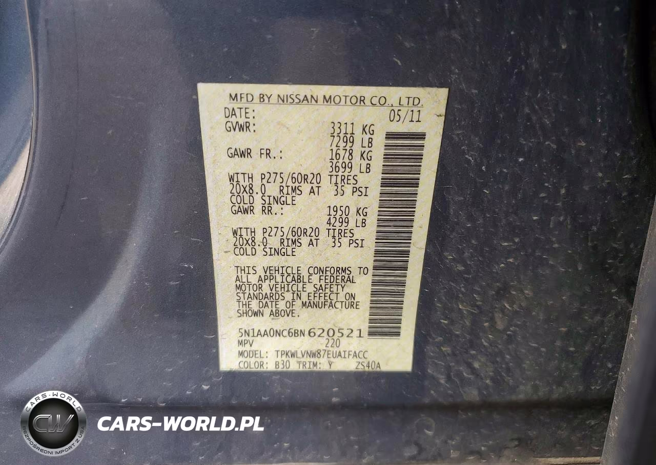 2011 Nissan Armada Sv VIN:5N1AA0NC6BN620521 - 13