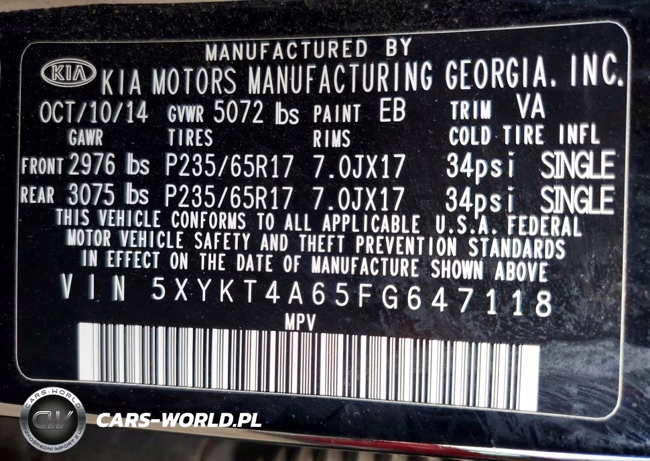 2015 Kia Sorento Lx VIN:5XYKT4A65FG647118 - 13