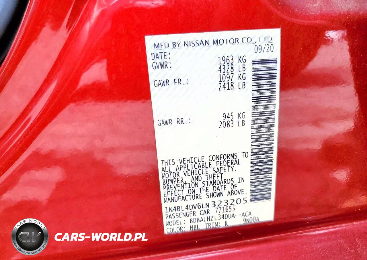 2020 Nissan Altima Sv VIN:1N4BL4DV6LN323205 - 12