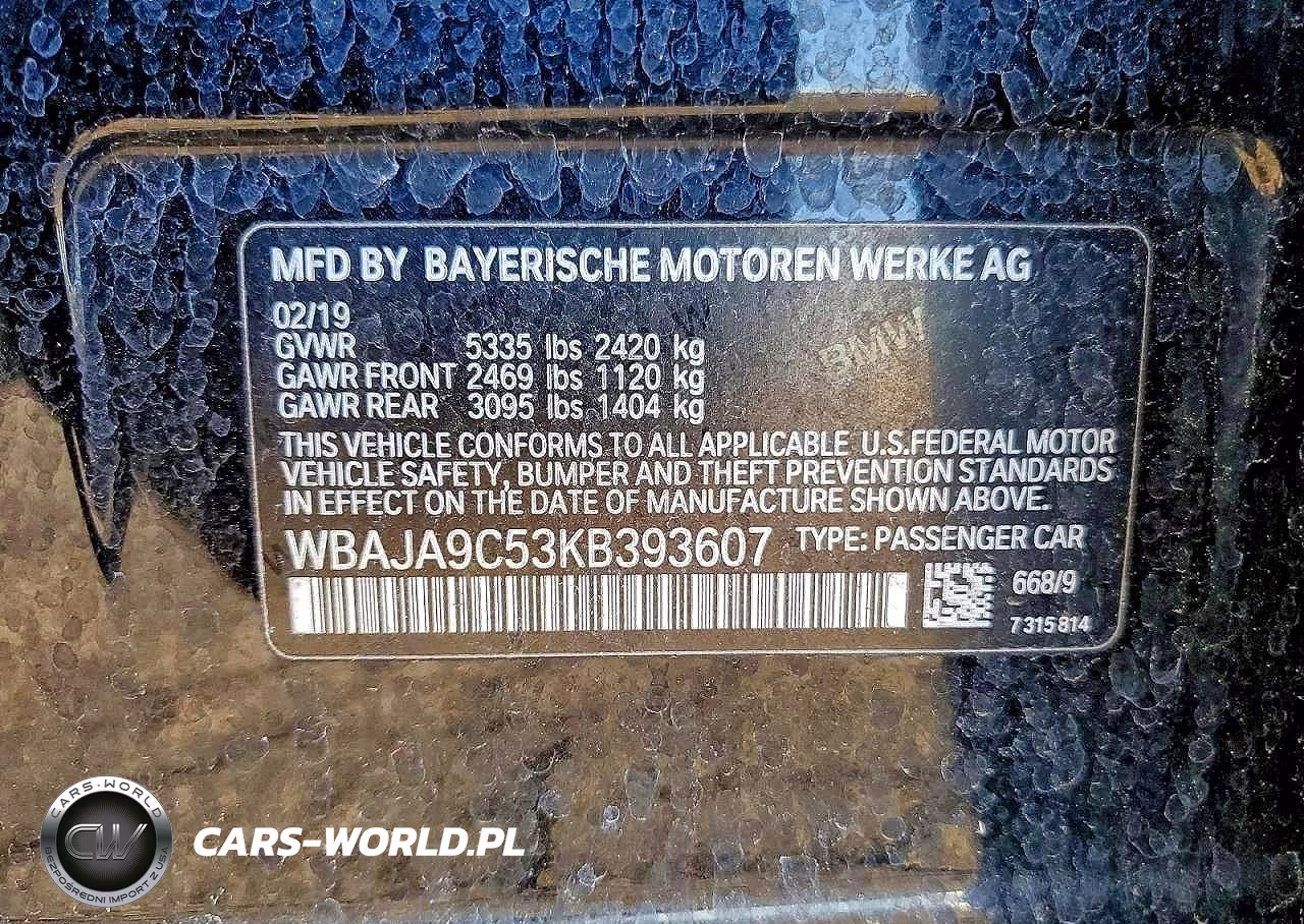2019 BMW 530E VIN:WBAJA9C53KB393607 - 12