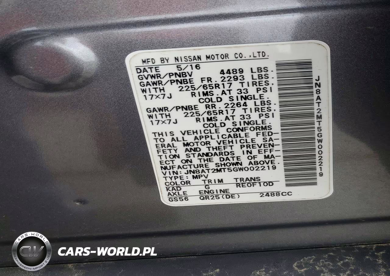 2016 Nissan Rogue Sv VIN:JN8AT2MT5GW002219 - 13