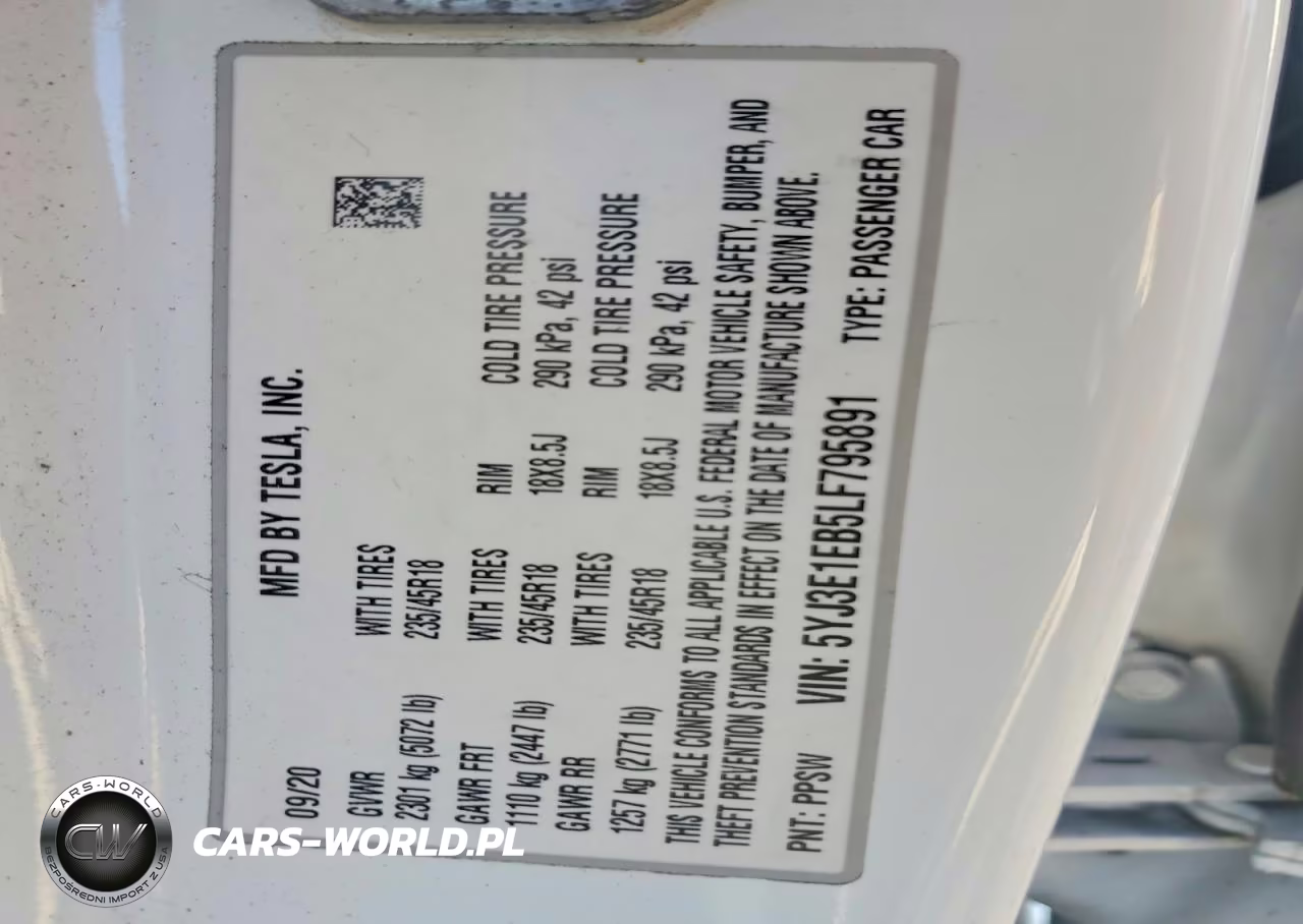 2020 Tesla Model 3 VIN:5YJ3E1EB5LF795891 - 12