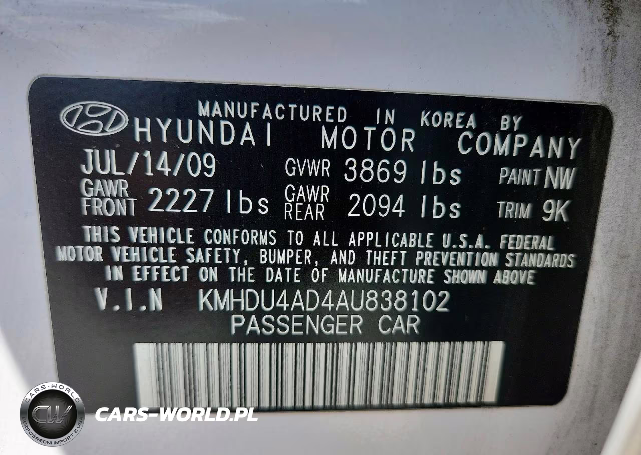 2010 Hyundai Elantra Gls VIN:KMHDU4AD4AU838102 - 13