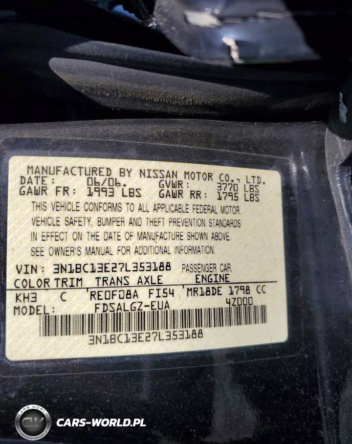 2007 Nissan Versa 1.8 S VIN:3N1BC13E27L353188 - 12