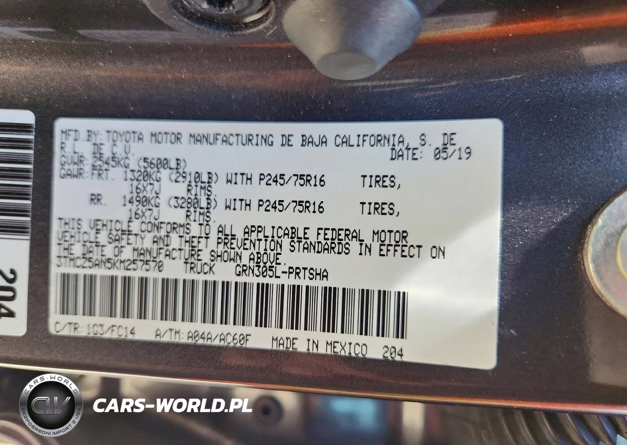 2019 Toyota Tacoma Sr5 V6 VIN:3TMCZ5AN5KM257570 - 12