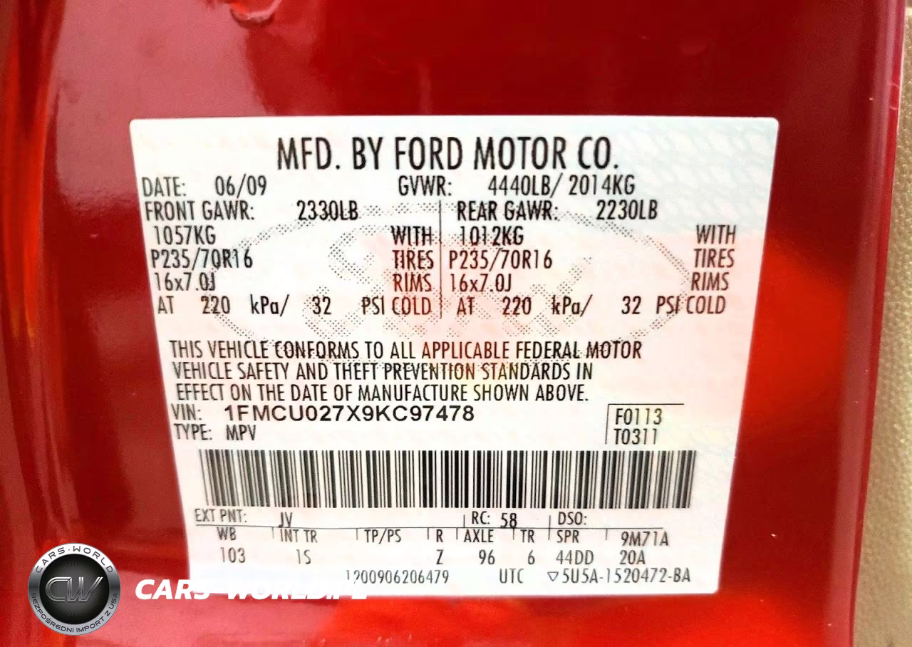 2009 Ford Escape Xls VIN:1FMCU027X9KC97478 - 13