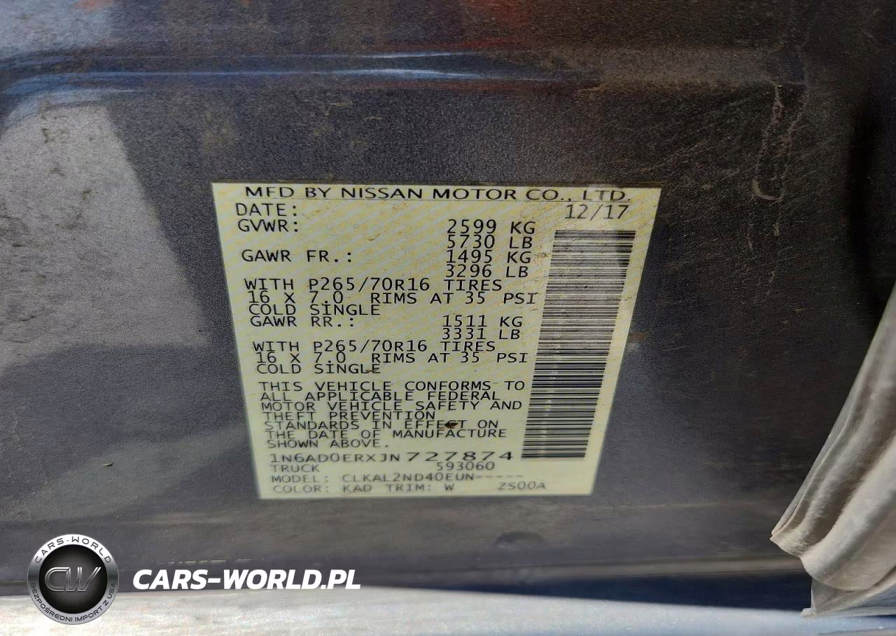 2018 Nissan Frontier Sv VIN:1N6AD0ERXJN727874 - 12