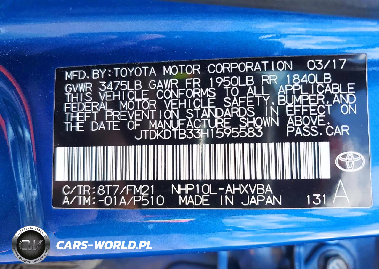 2017 Toyota Prius C Two VIN:JTDKDTB33H1595583 - 12