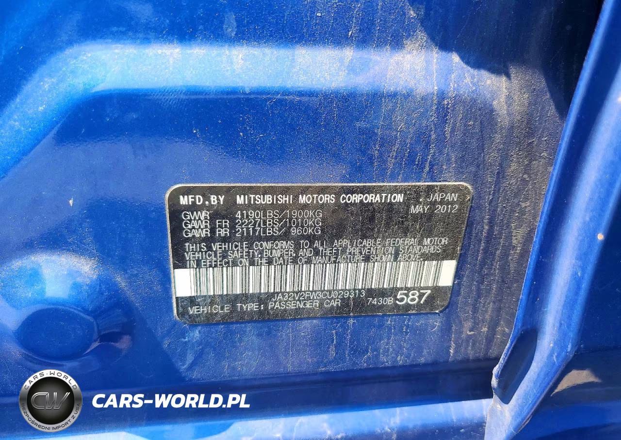 2012 Mitsubishi Lancer Se VIN:JA32V2FW3CU029313 - 12