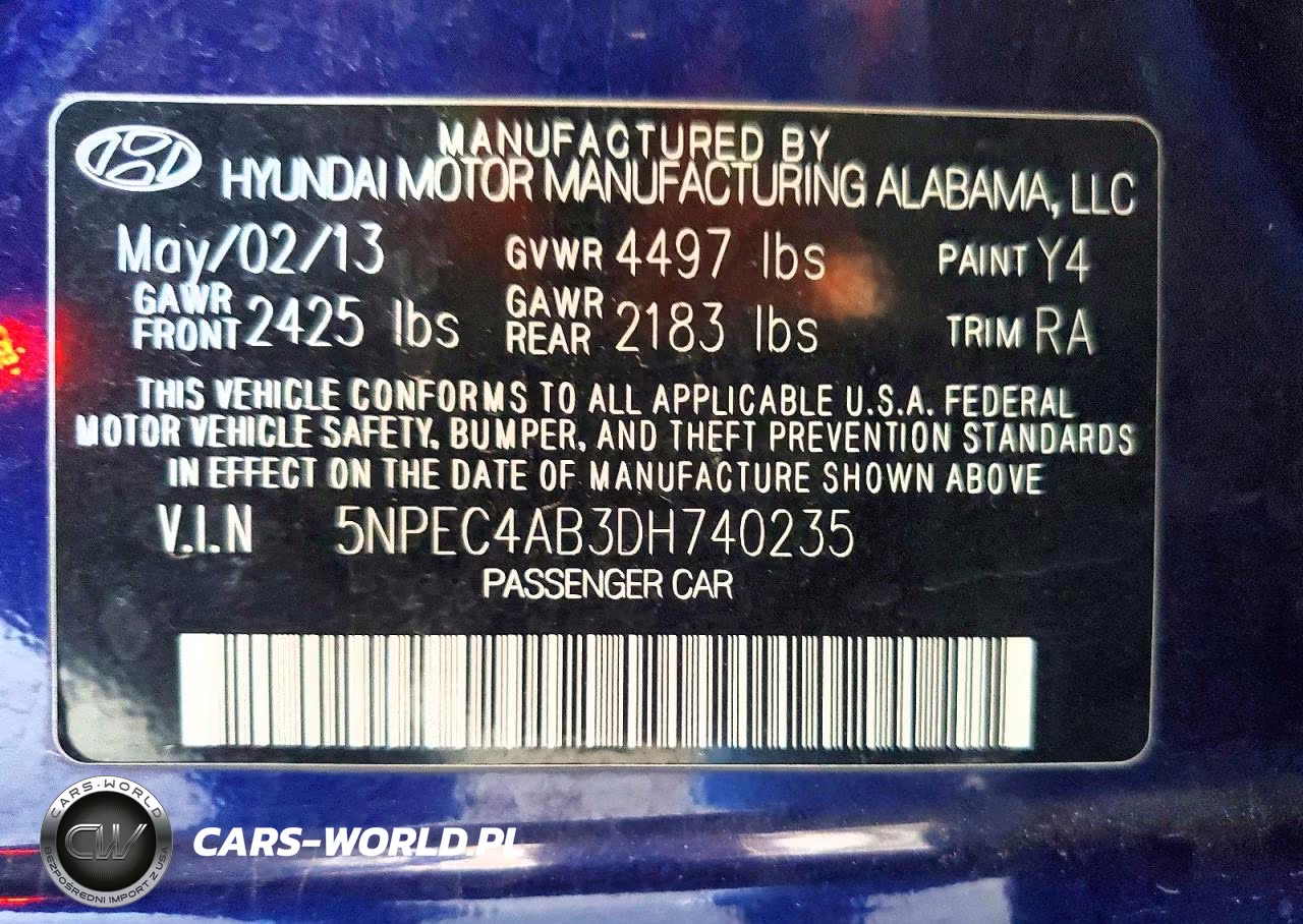 2013 Hyundai Sonata Se 2.0T VIN:5NPEC4AB3DH740235 - 12