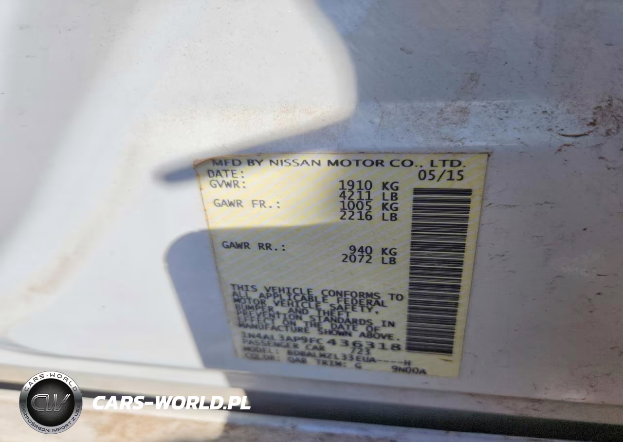 2015 Nissan Altima 2.5 Sv VIN:1N4AL3AP9FC436318 - 13