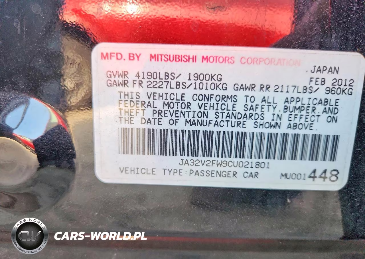 2012 Mitsubishi Lancer Se VIN:JA32V2FW9CU021801 - 12