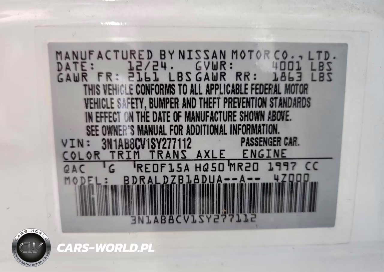 2025 Nissan Sentra Sv VIN:3N1AB8CV1SY277112 - 12