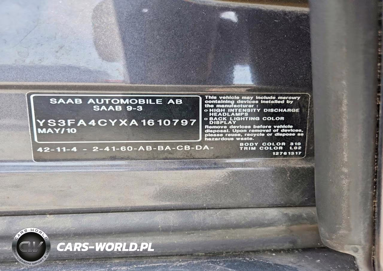 2010 Saab 9-3 2.0T VIN:YS3FA4CYXA1610797 - 12