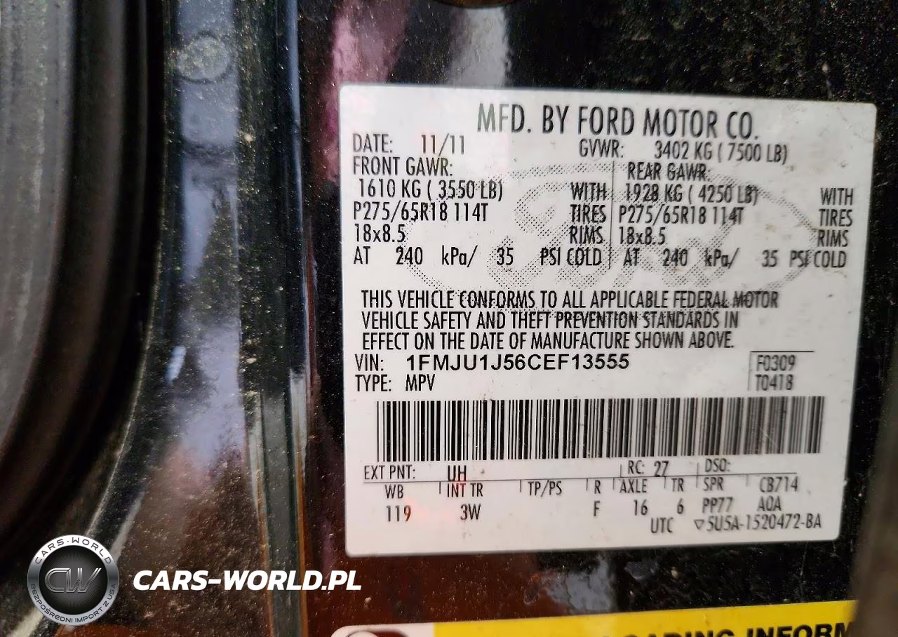 2012 Ford Expedition Xlt VIN:1FMJU1J56CEF13555 - 13