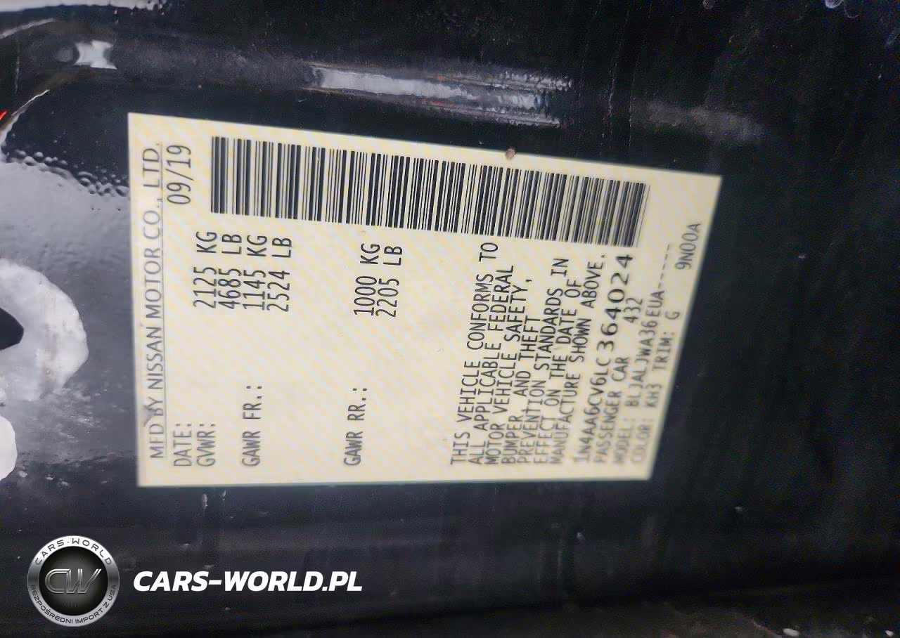 2020 Nissan Maxima Sv VIN:1N4AA6CV6LC364024 - 12