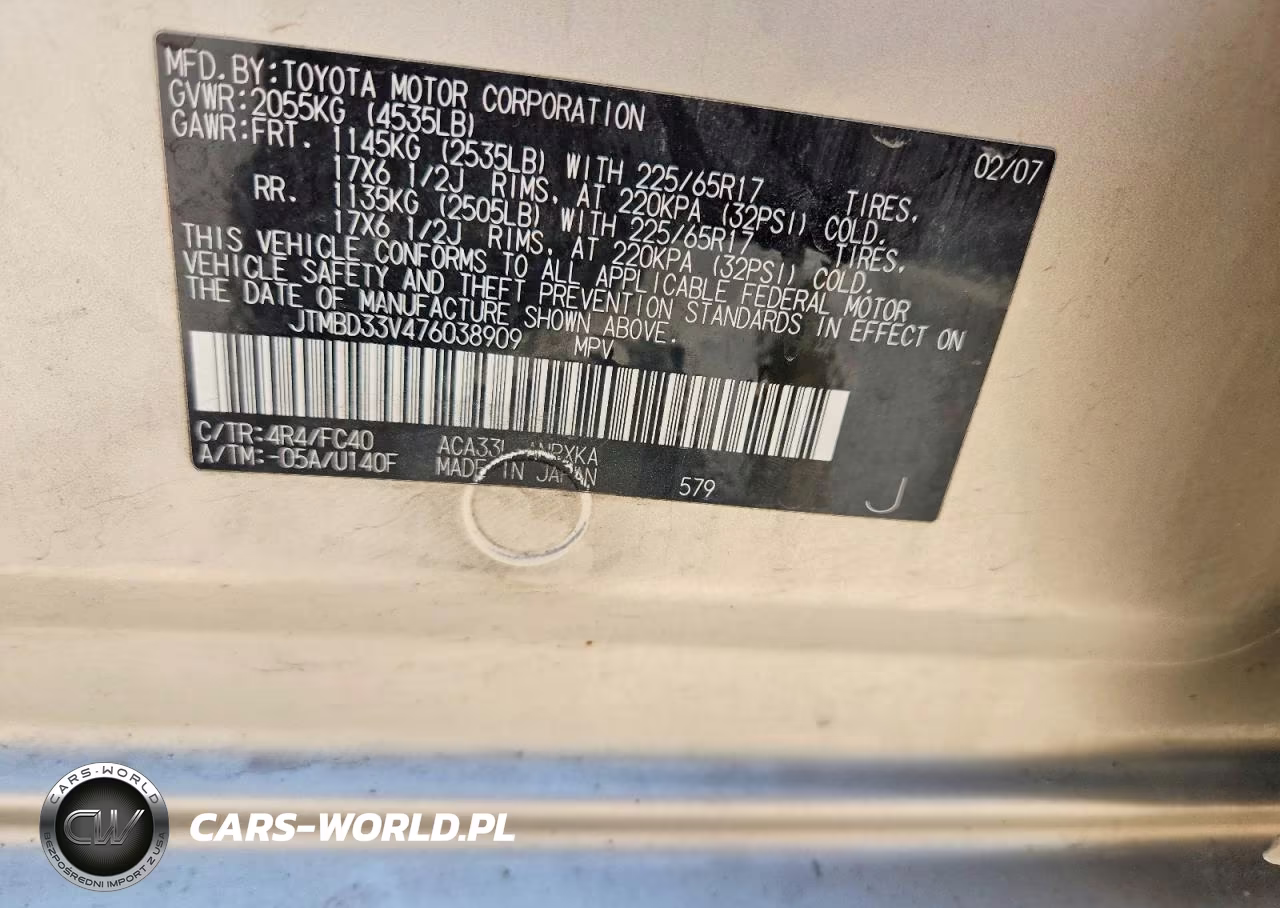 2007 Toyota Rav4 Base VIN:JTMBD33V476038909 - 12