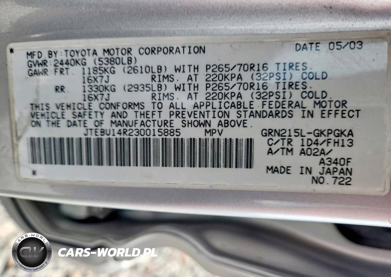 2003 Toyota 4Runner Sport Edition VIN:JTEBU14R230015885 - 13