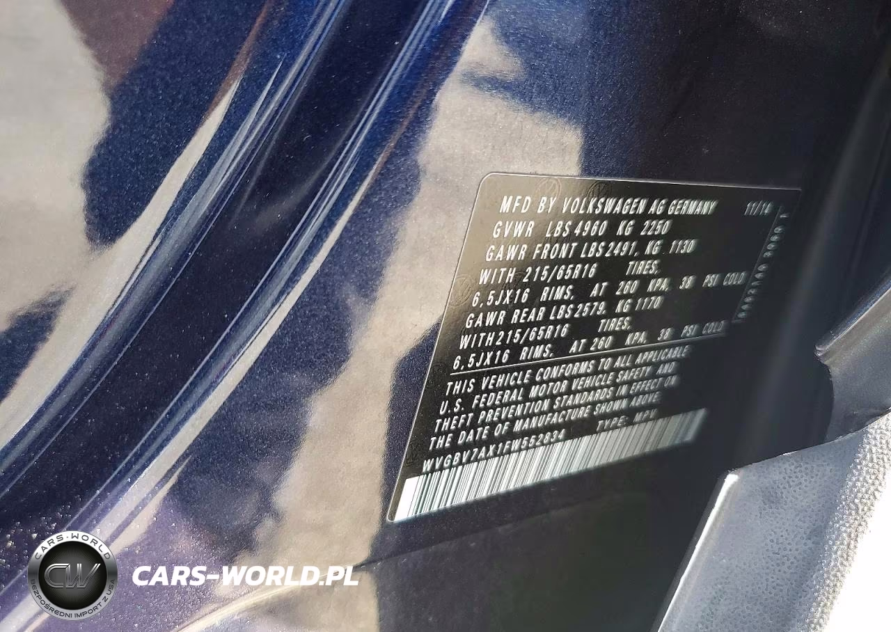 2015 Volkswagen Tiguan S VIN:WVGBV7AX1FW552834 - 12