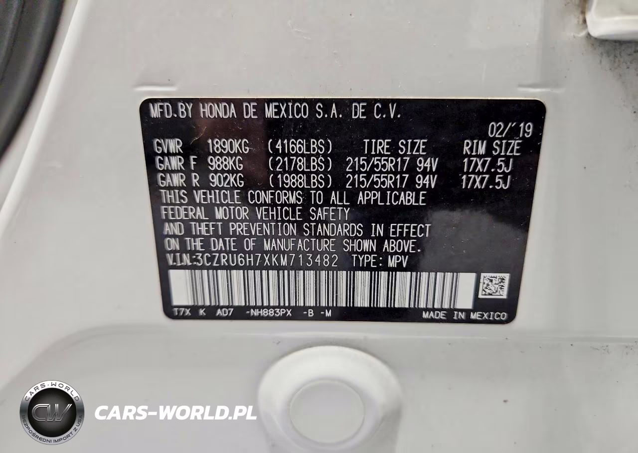 2019 Honda Hr-V Exl VIN:3CZRU6H7XKM713482 - 13