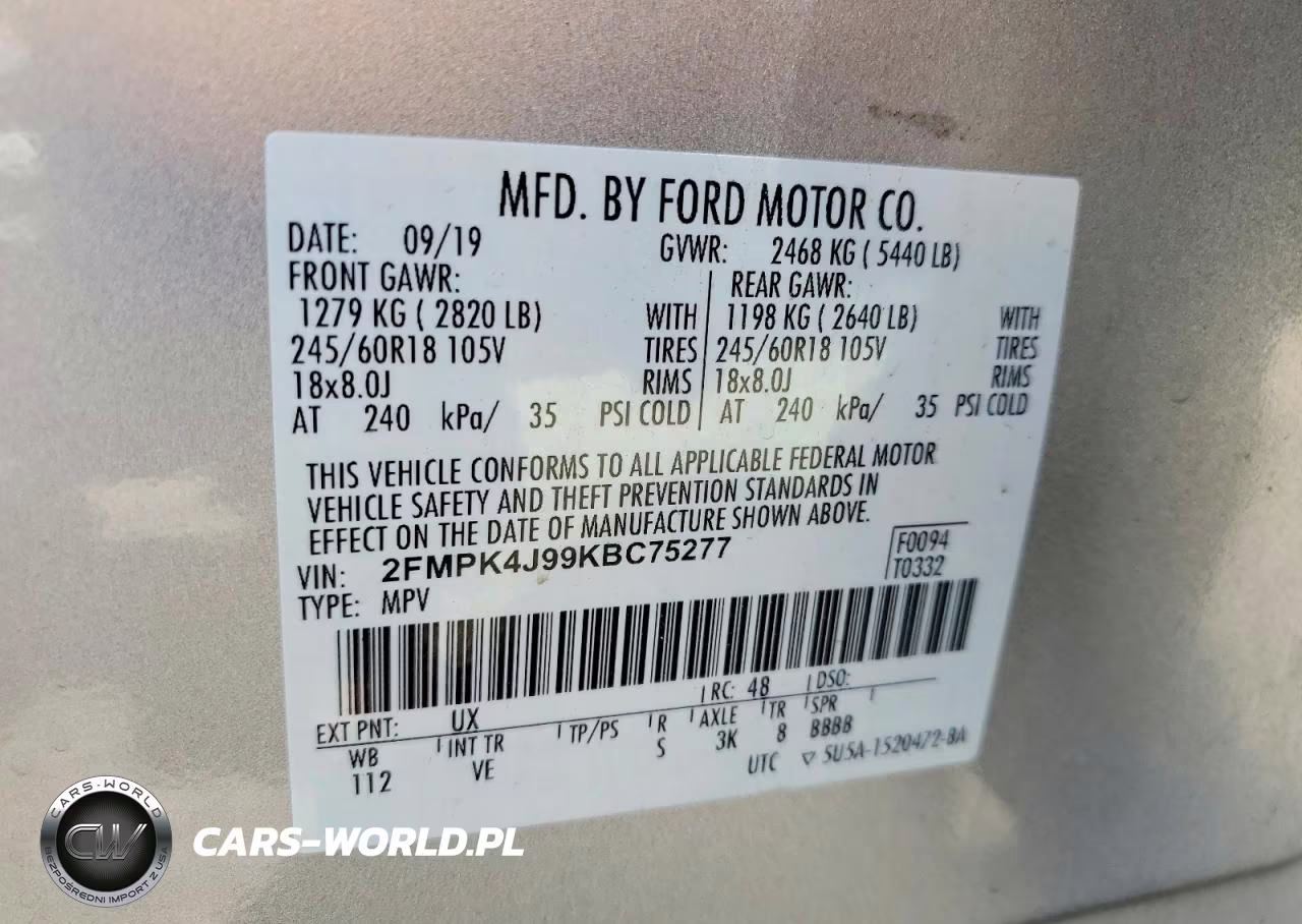 2019 Ford Edge Sel VIN:2FMPK4J99KBC75277 - 13