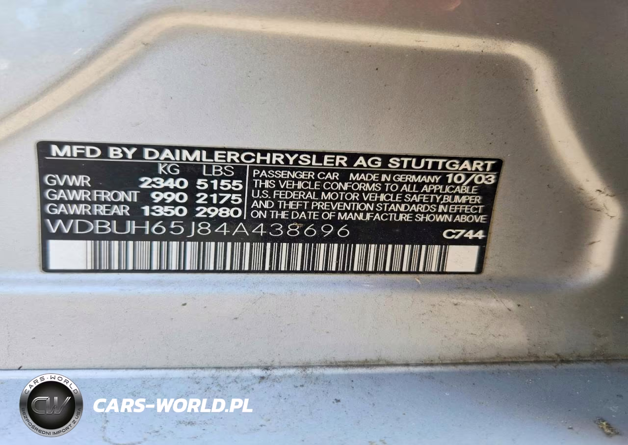 2004 Mercedes-Benz E 320 VIN:WDBUH65J84A438696 - 13