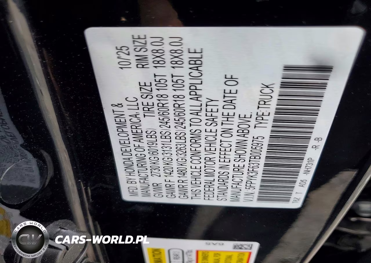 2026 Honda Ridgeline Trail Sport VIN:5FPYK3F63TB005975 - 12