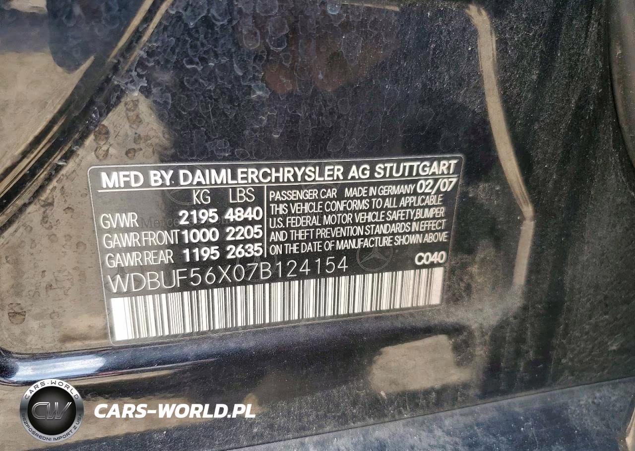 2007 Mercedes-Benz E 350 VIN:WDBUF56X07B124154 - 12