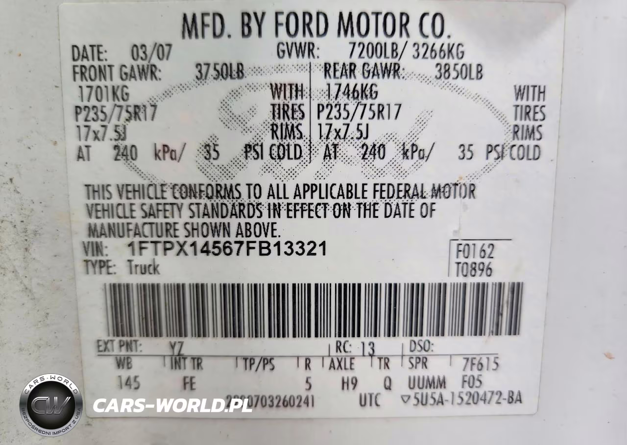 2007 Ford F150 VIN:1FTPX14567FB13321 - 12
