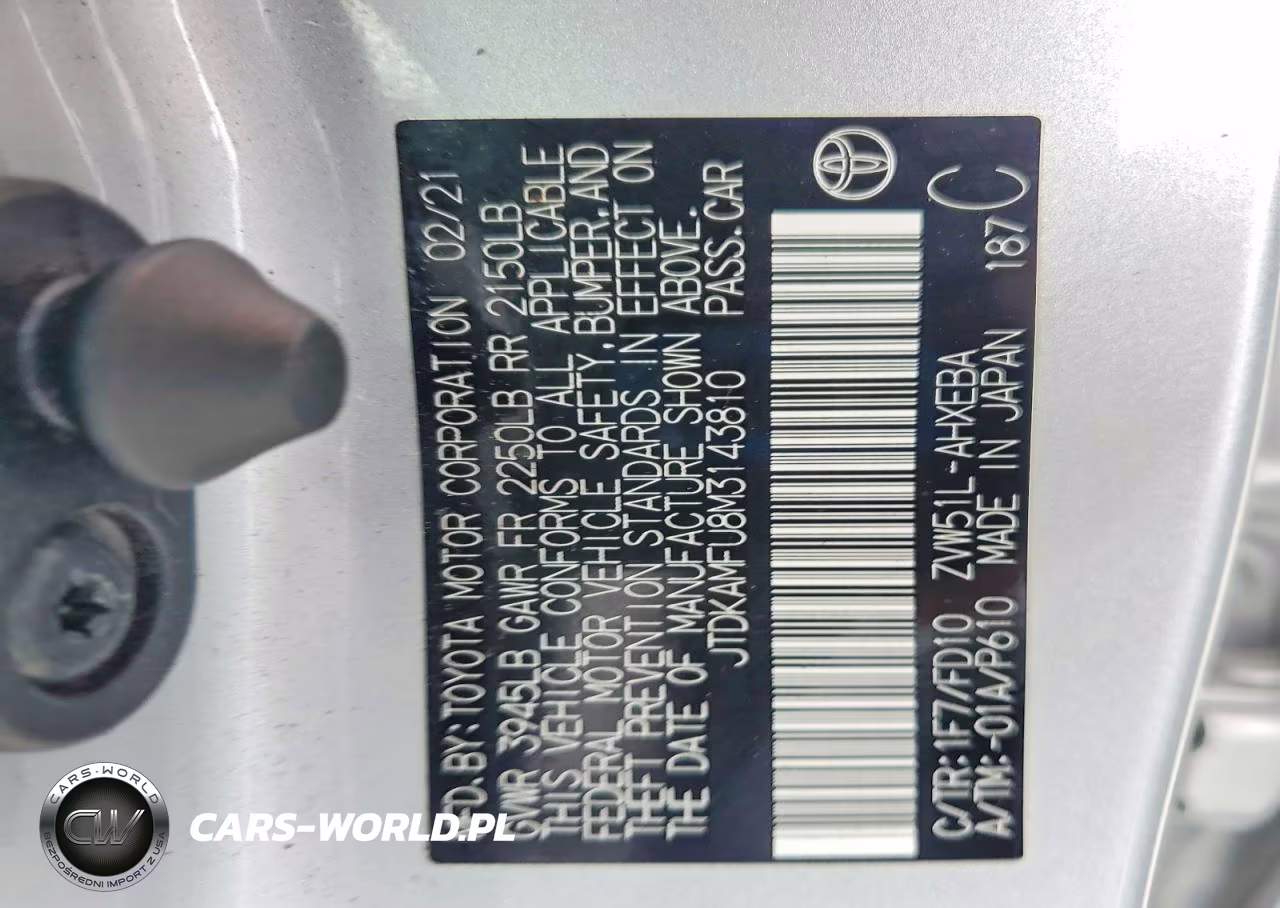 2021 Toyota Prius Le VIN:JTDKAMFU8M3143810 - 12