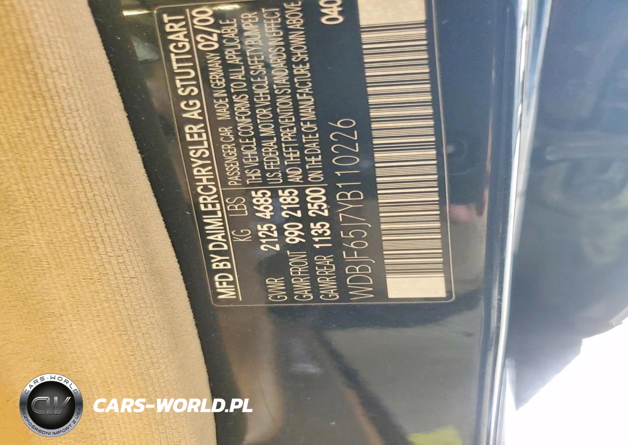 2000 Mercedes-Benz E 320 VIN:WDBJF65J7YB110226 - 12