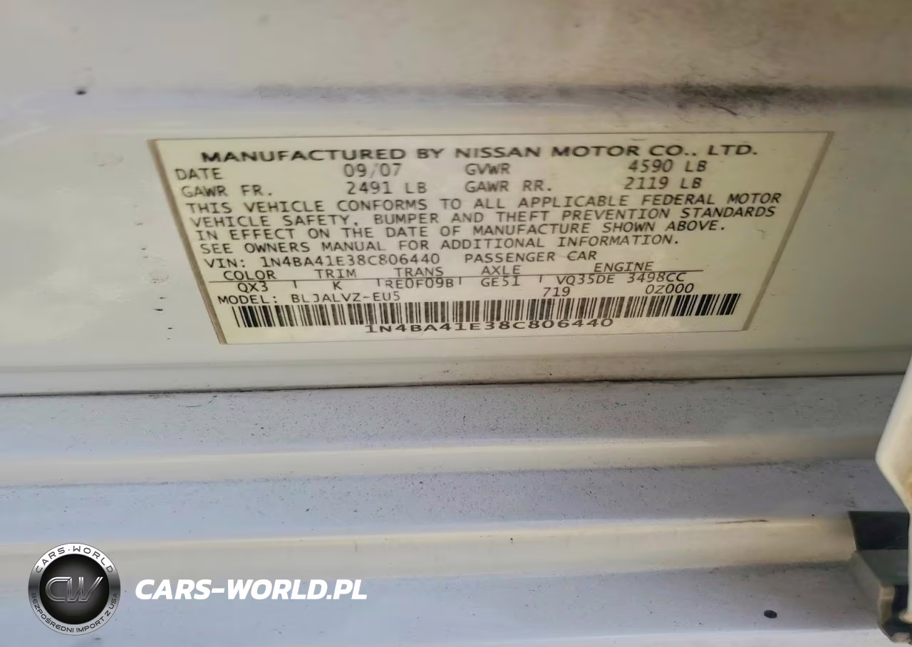2008 Nissan Maxima 3.5 Se VIN:1N4BA41E38C806440 - 12