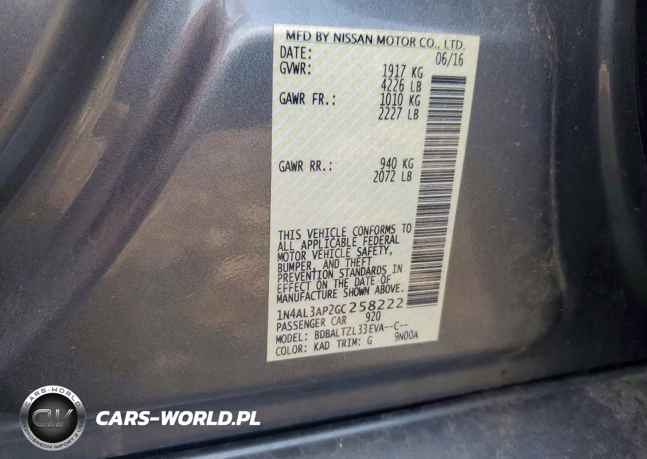 2016 Nissan Altima 2.5 Sl VIN:1N4AL3AP2GC258222 - 12