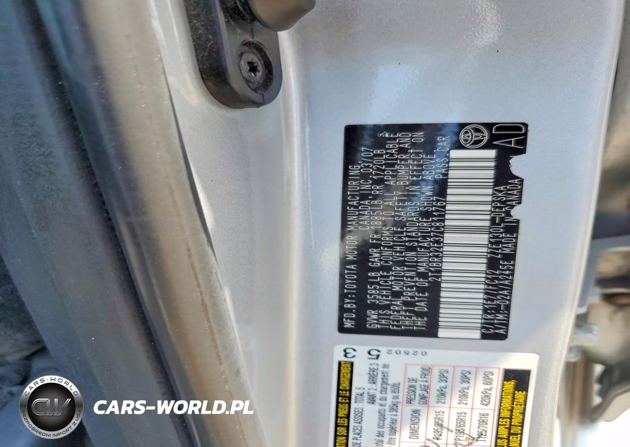 2007 Toyota Corolla S VIN:2T1BR32E37C811767 - 12