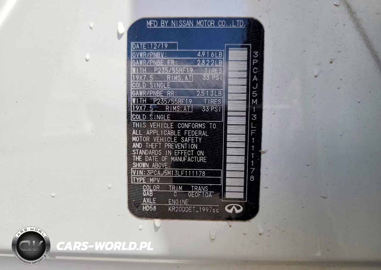 2020 Infiniti Qx50 Luxe VIN:3PCAJ5M13LF111178 - 12