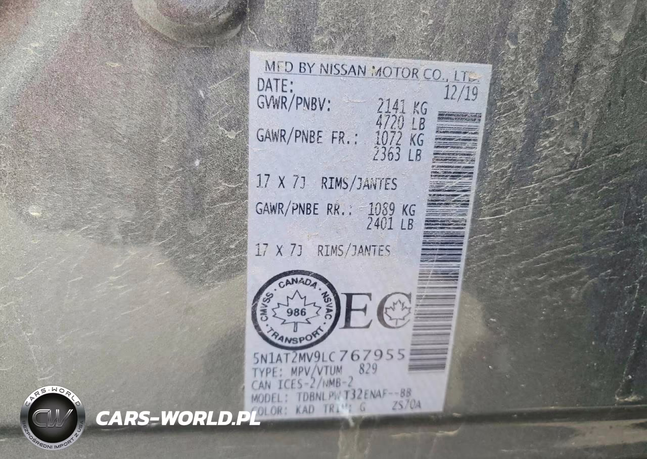 2020 Nissan Rogue S VIN:5N1AT2MV9LC767955 - 13