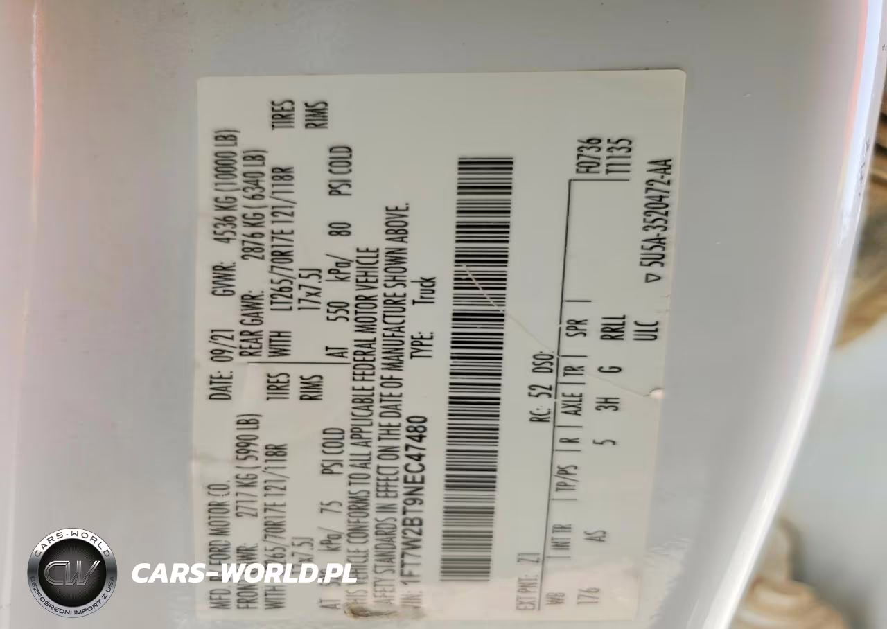 2022 Ford F250 Super Duty VIN:1FT7W2BT9NEC47480 - 12