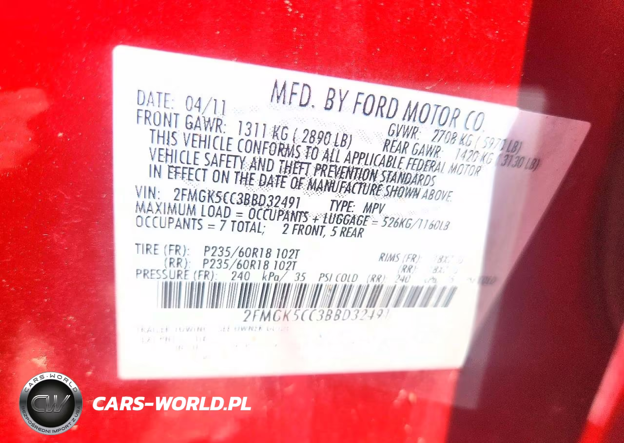 2011 Ford Flex Sel VIN:2FMGK5CC3BBD32491 - 12