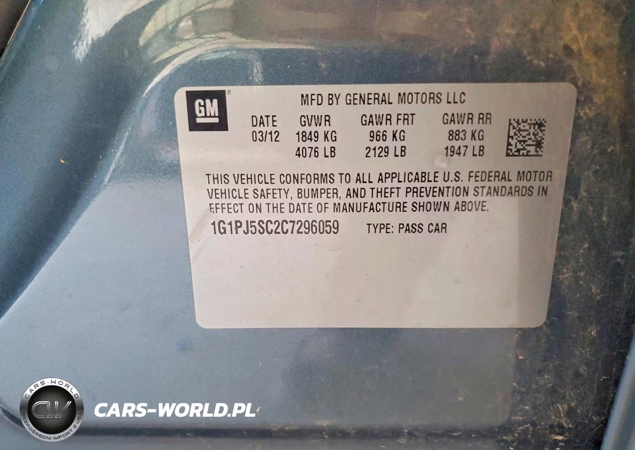 2012 Chevrolet Cruze Eco VIN:1G1PJ5SC2C7296059 - 12