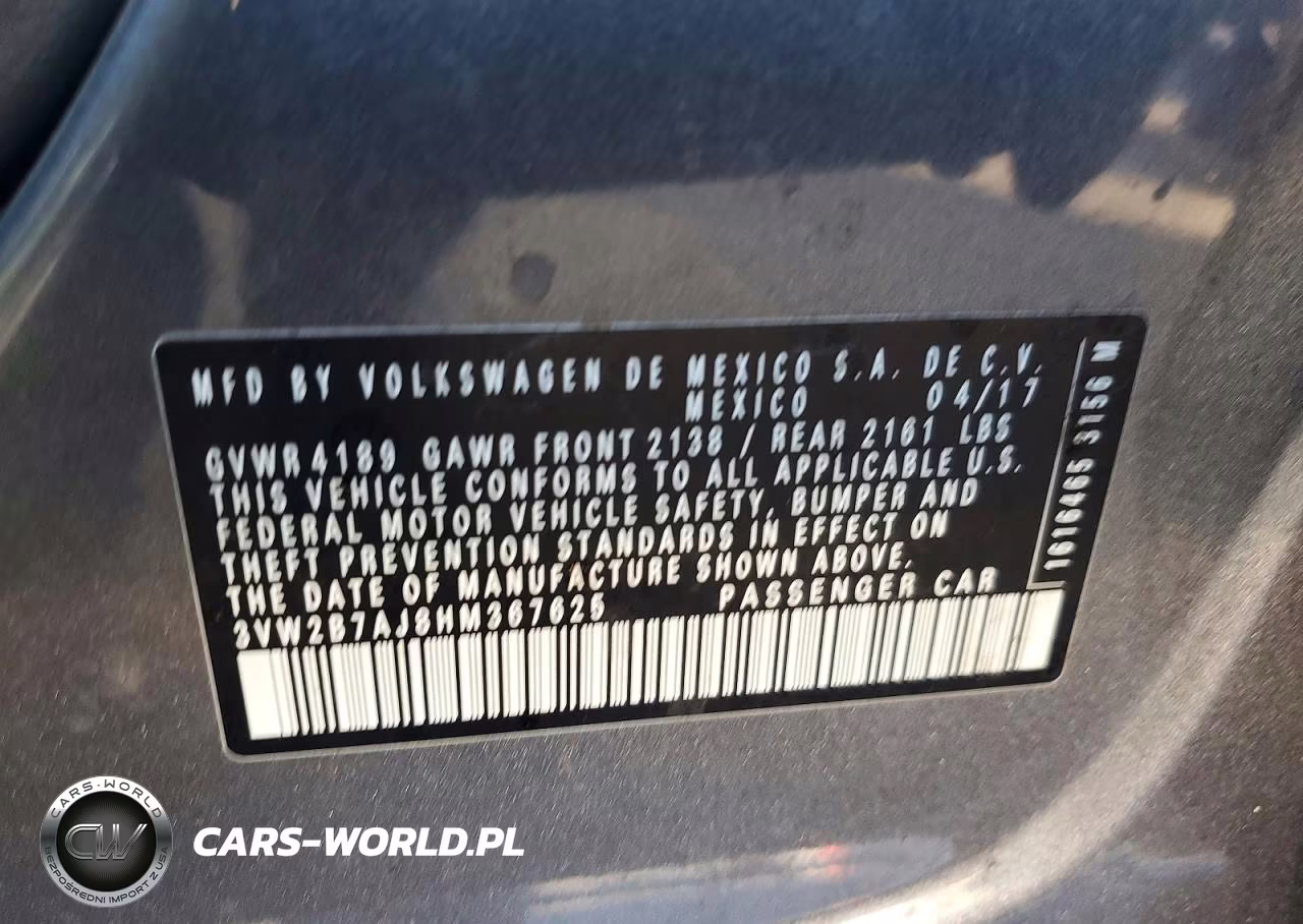 2017 Volkswagen Jetta S VIN:3VW2B7AJ8HM367625 - 12
