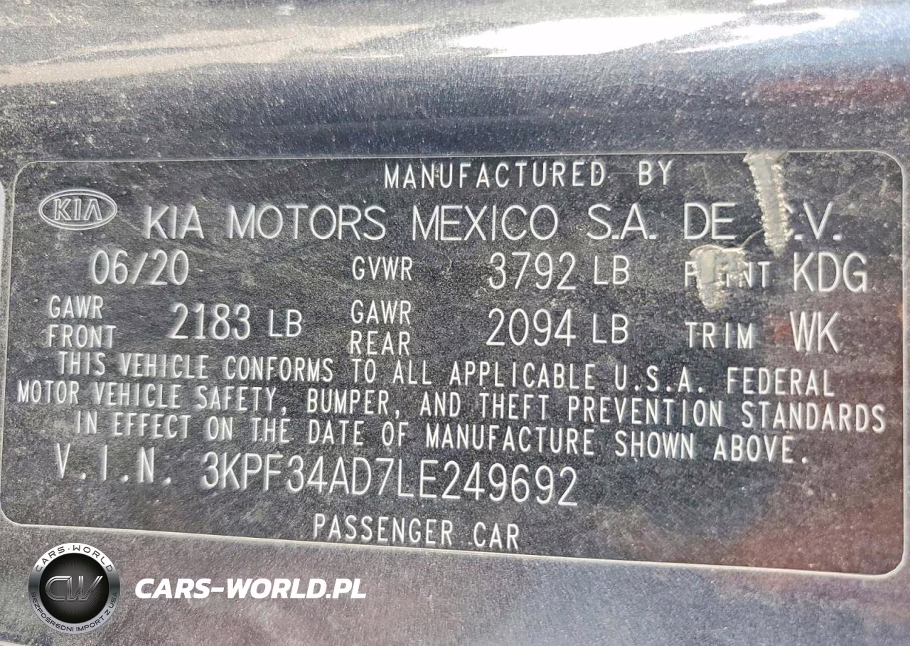 2020 Kia Forte Gt Line VIN:3KPF34AD7LE249692 - 12