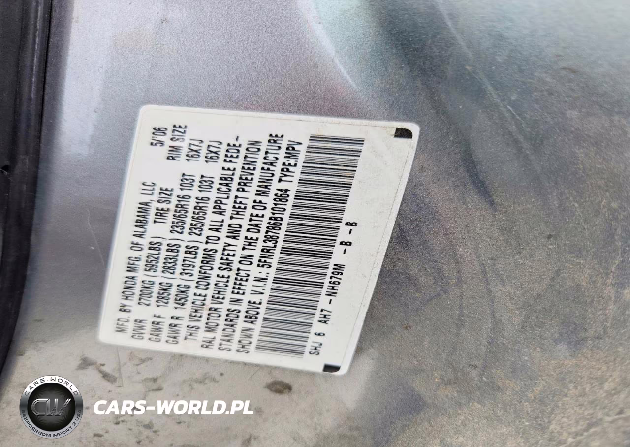 2006 Honda Odyssey Exl VIN:5FNRL38786B101864 - 13